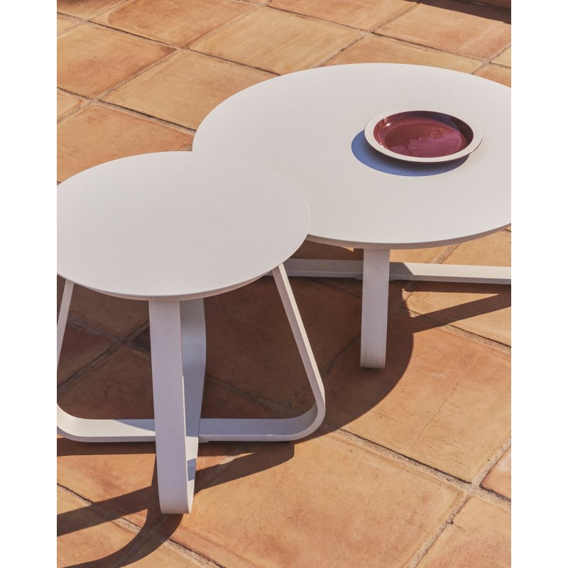 Table auxiliaire d’extérieur Tamaris en aluminium écrue Ø 48 cm