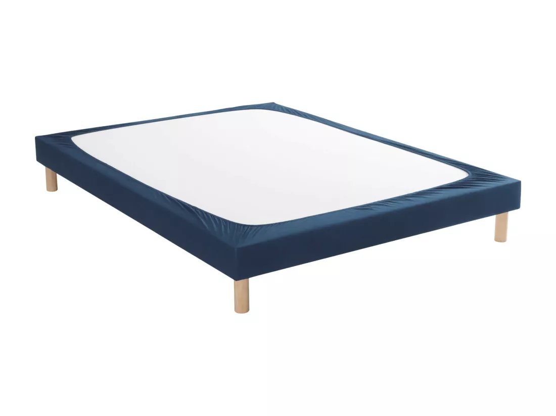 Cache-sommier coton jersey bleu marine 90x190/200