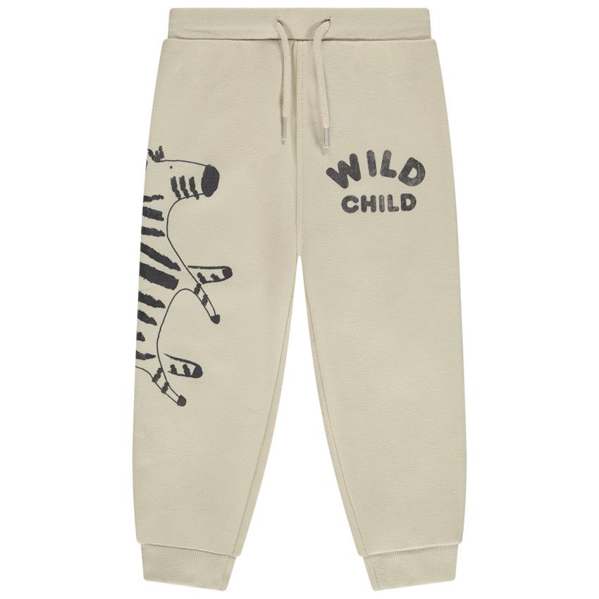 Jogging molleton print animal pour bébé garçon - Ecru