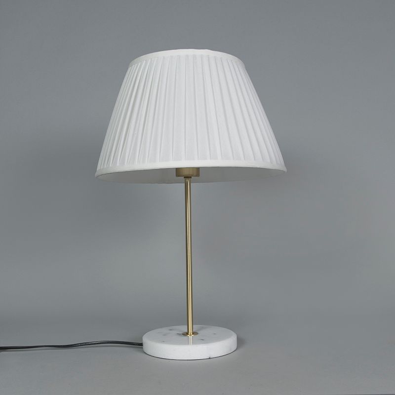 Retro tafellamp messing met Plisse kap crème 35 cm - Kaso