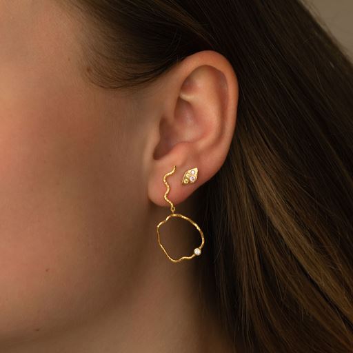 Stine A Wavy Circle Left Ørering, Guld