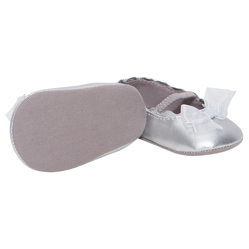Babies argentées avec élastique et noeud en tulle