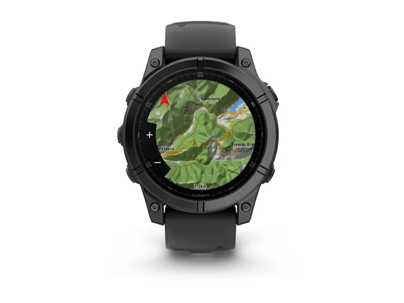 Garmin fenix E - 47 mm - skifergrå stål - sportsur med bånd - silikone - sort - håndledsstørrelse: 125-208 mm - display 1.3