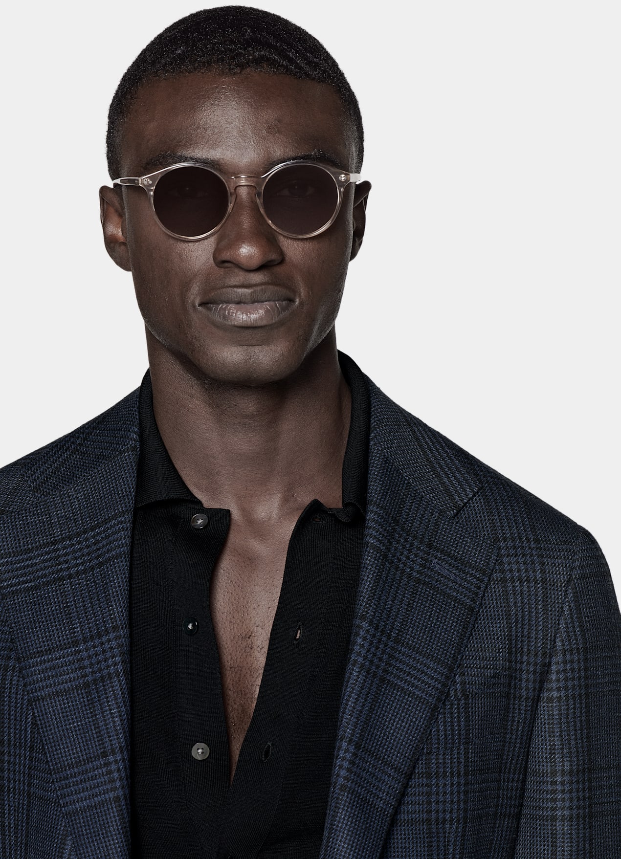 Blazer Havana coupe Tailored bleu marine à carreaux