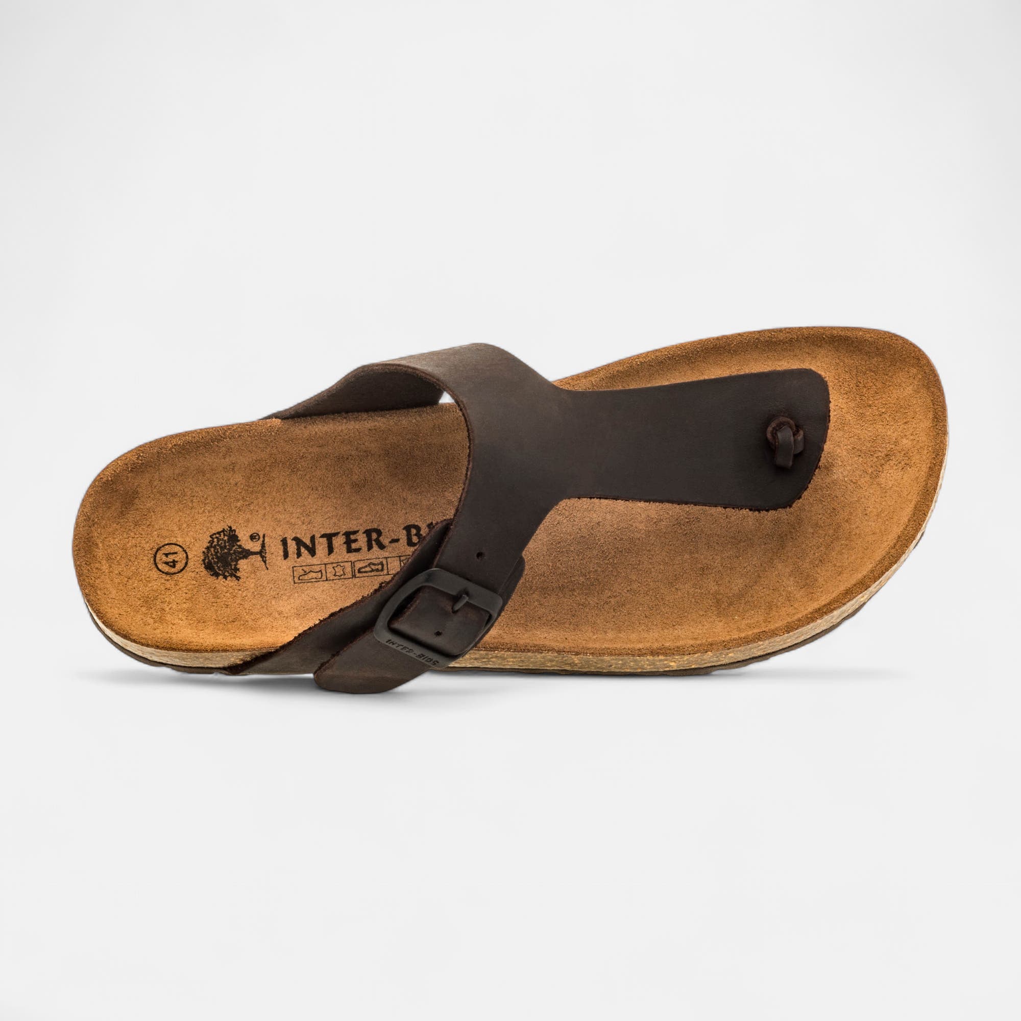 Mules semelle liège Homme en cuir marron