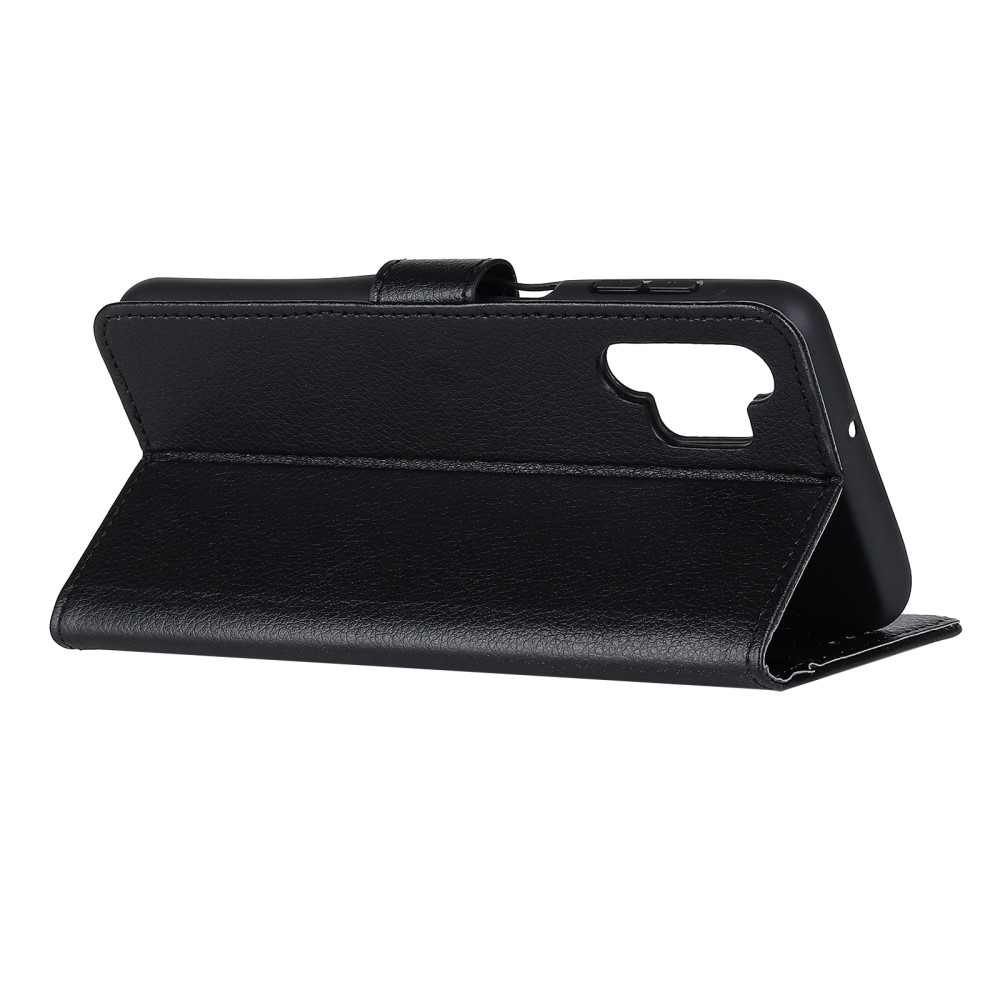 Samsung Galaxy A32 5G Leder Tasche Flip Cover Litchi Look - Schwarz