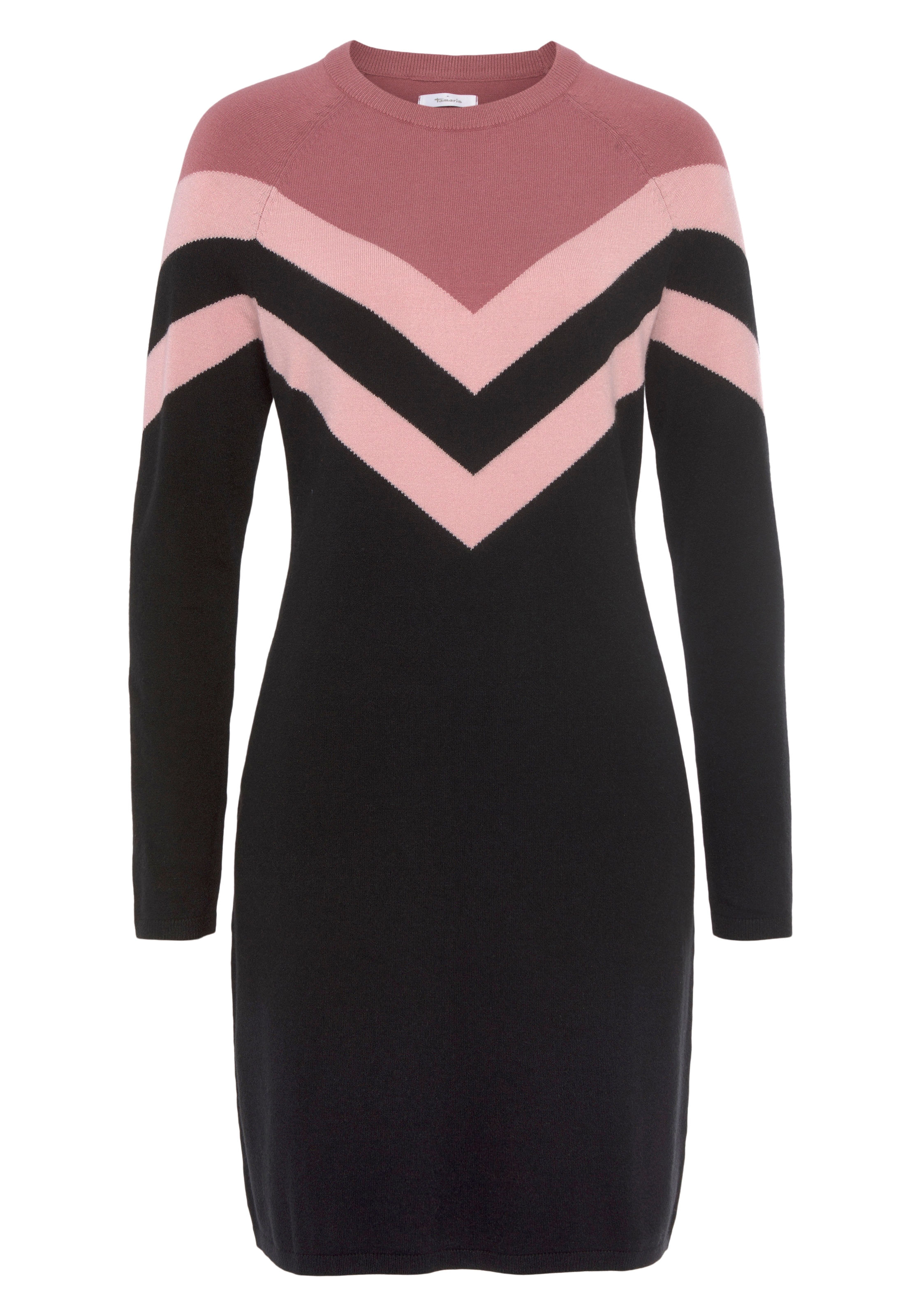 Tamaris Strickkleid lässiger Look mit Rundhalsausschnitt