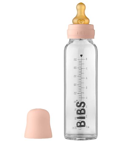 BIBS Sutteflaske - Glas - Slow Flow - 225 ml - Naturgummi - Blås