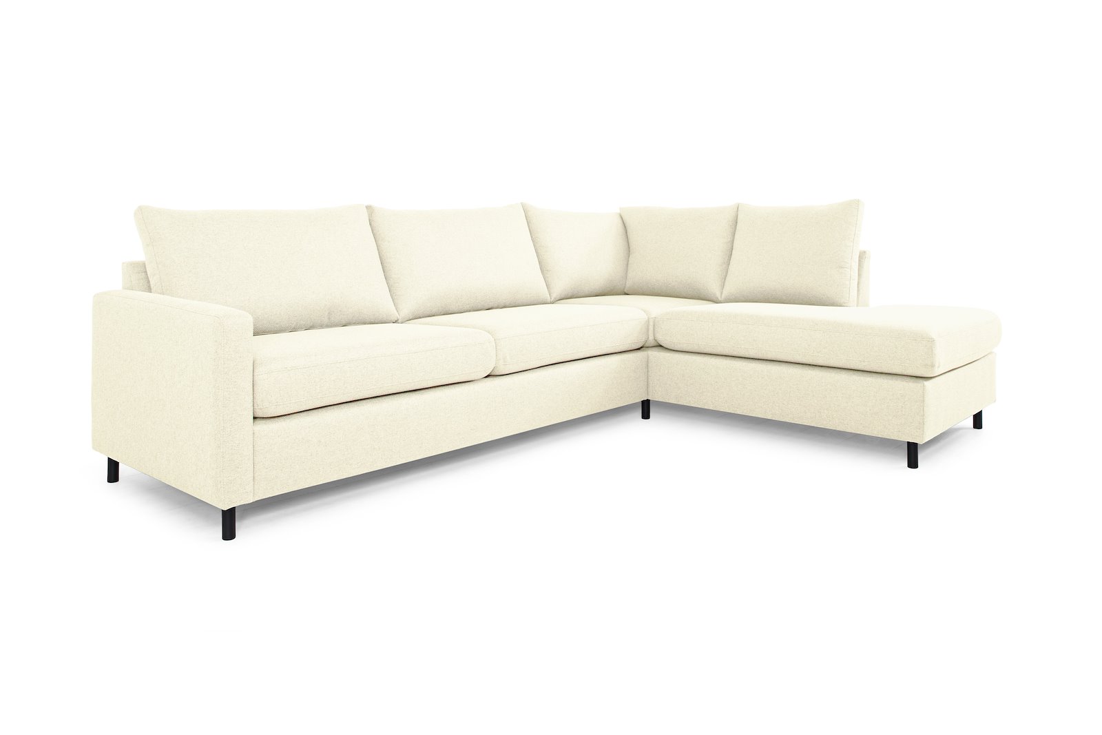 Tempo hjørnesofa Oppsett 11R 3-seter med åpen ende høyre. Tekstil Herbi 50 Beige med sorte ben