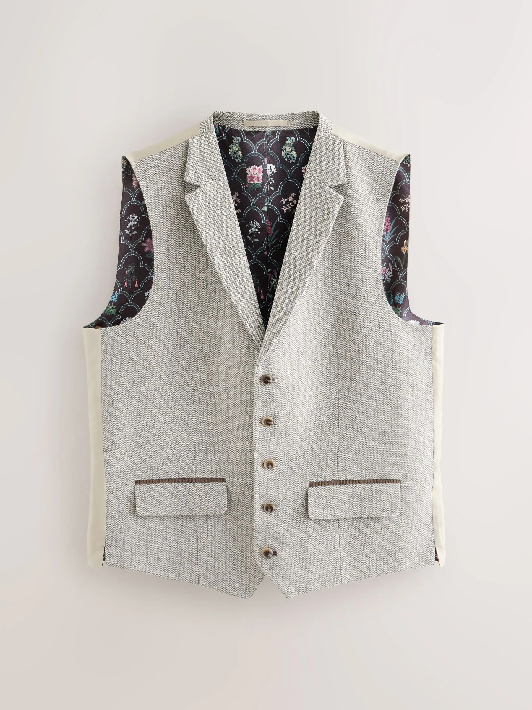 Neutraal - Slim Fit Trimmed Textured Wool Blend Suit Waistcoat