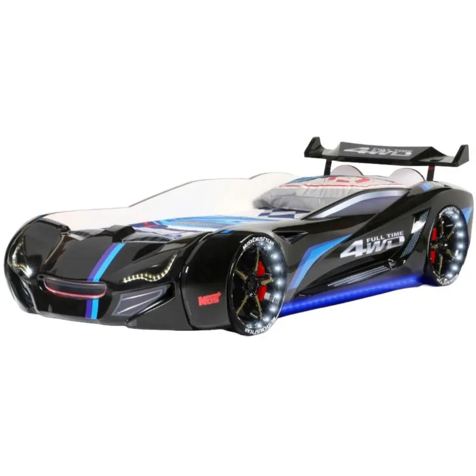 Autobed - Met licht en geluid - Street Racer - 236x119x68 cm - Zwart