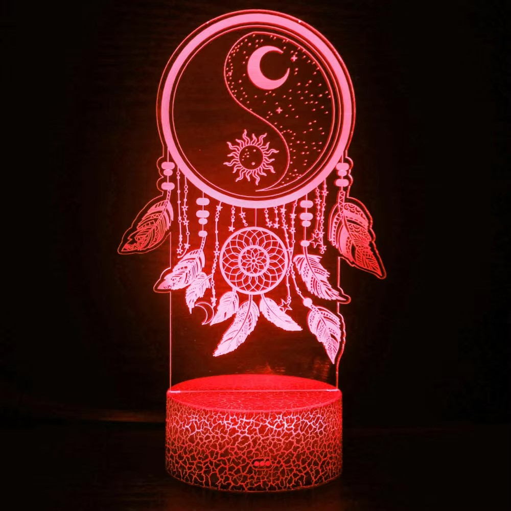 3D LED Acryl Lampe Nachtlicht Deko Lampe inkl. Fernbedienung (USB/Batteriebetrieben) - Traumfänger