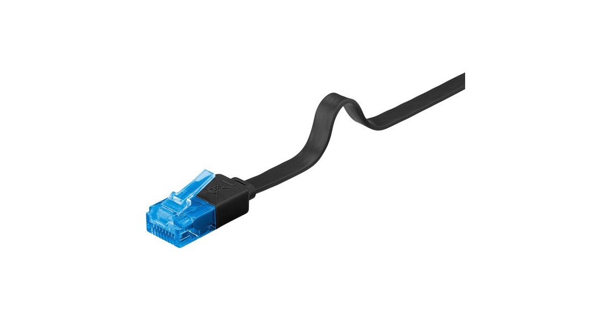 goobayCAT 6A U/UTP platte kabel  (Zwart, 20 meter)