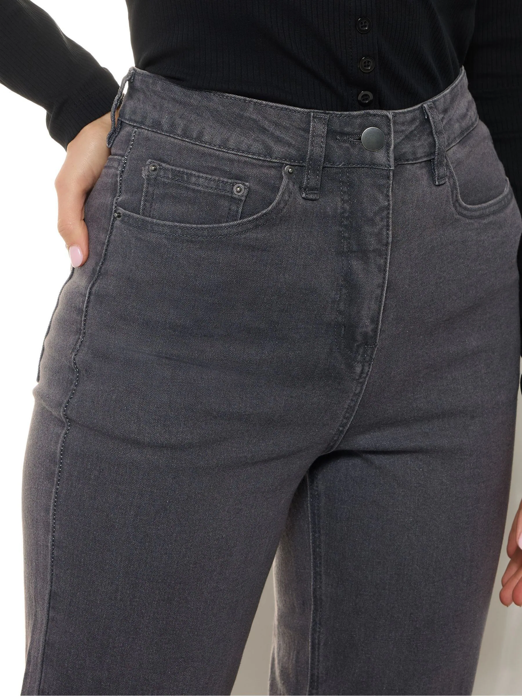Grijs - Long Tall Sally - UNA mom stretchjeans
