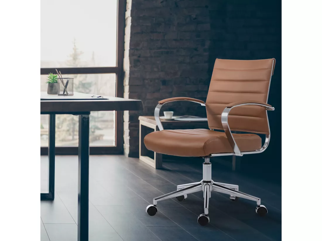 Chaise de bureau - Similicuir - Marron clair - Oakland