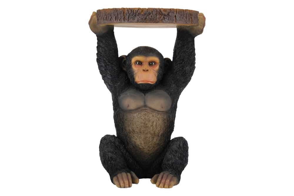 Runder Beistelltisch MONKEY 55cm schwarz grau Affen-Skulptur handmade