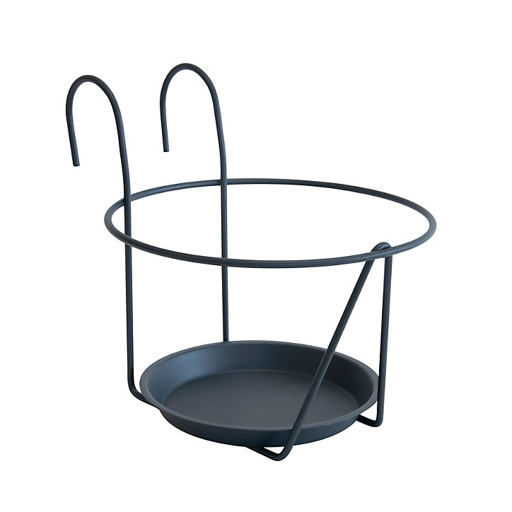 Porte pot à crochet en acier avec soucoupe anthracite 20-22 cm Louis moulin