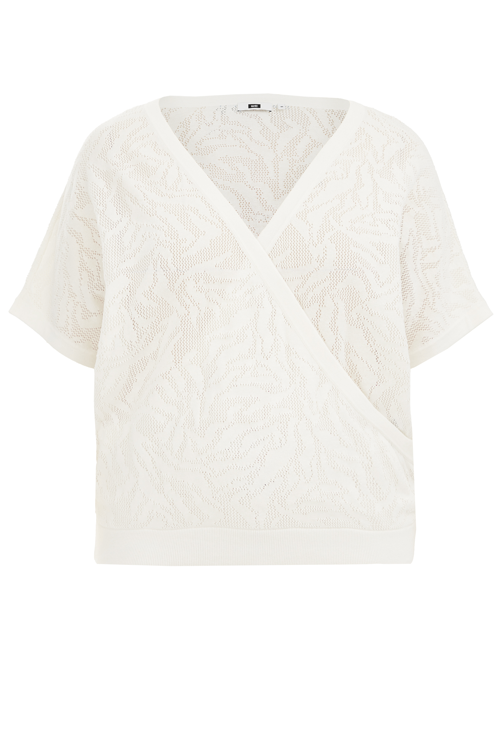 gebreide top met opengewerkt dessin - Curve WE Fashion Gebroken wit