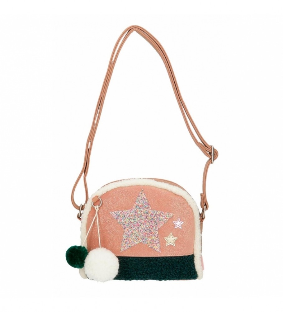 Bolsa transversal Enso Shine Stars, rosa e verde - 20,5 x 16,5 x 6 cm -