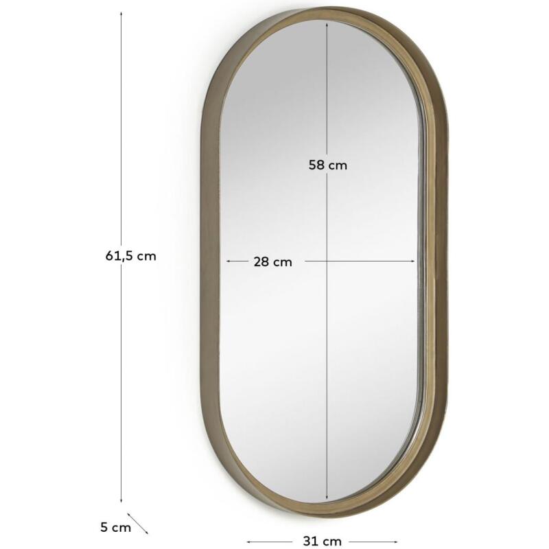 Miroir mural Tiare métal doré 31 x 61,5 cm