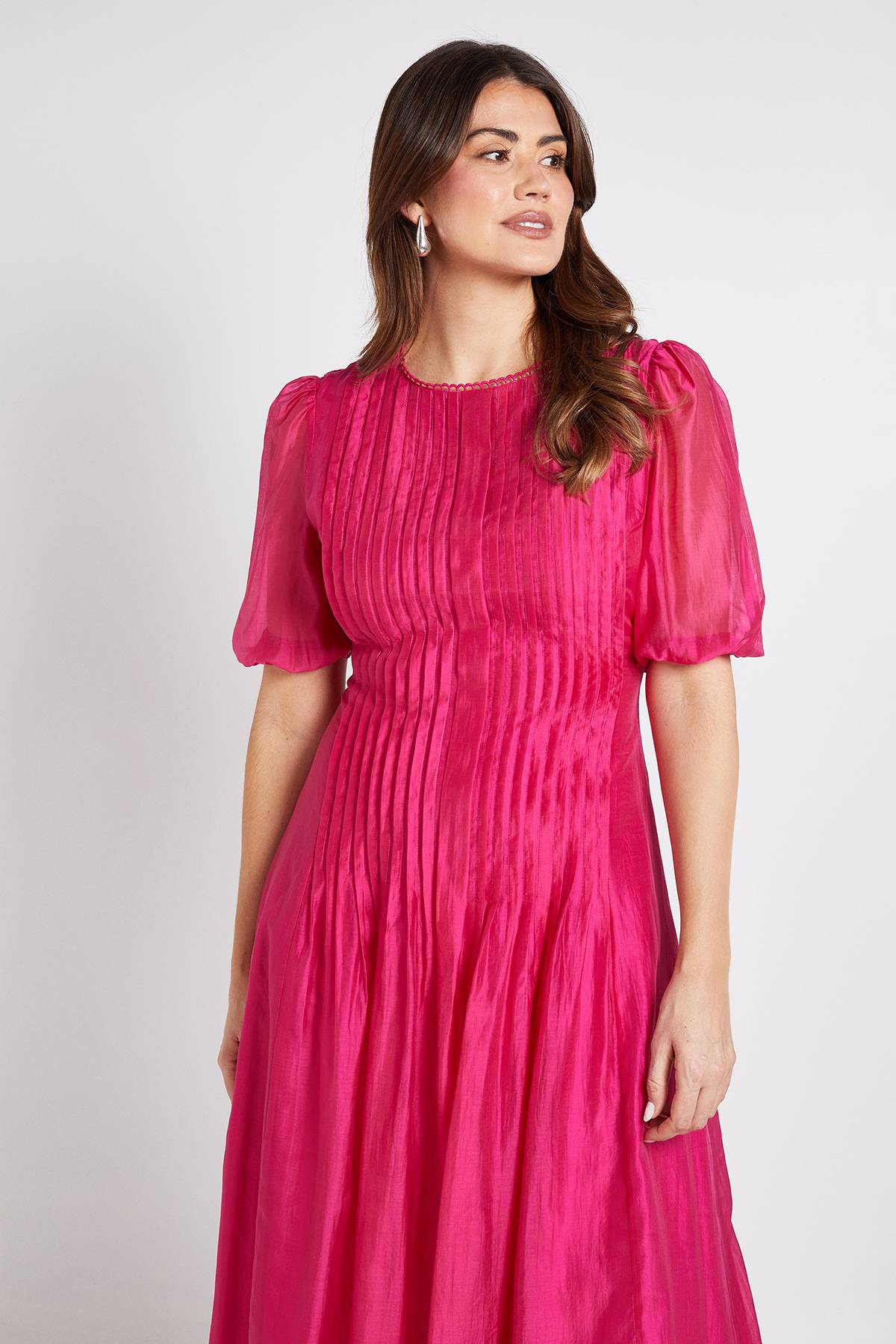 Wallis Robe Midi En Tencel Avec Détails De Plis Piqués
