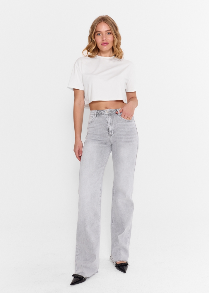 Straight leg stretch jeans lichtgrijs