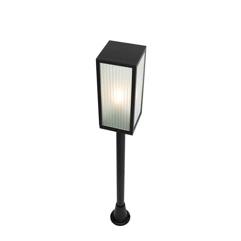 Qazqa staande buitenlampen charlois ribbed zwart