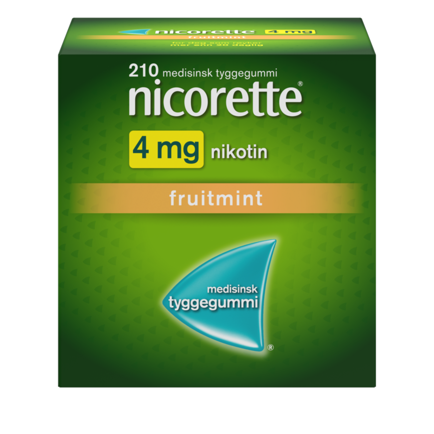 Nicorette Fruitmint tyggegummi 4 mg nikotin, slutte å røyke