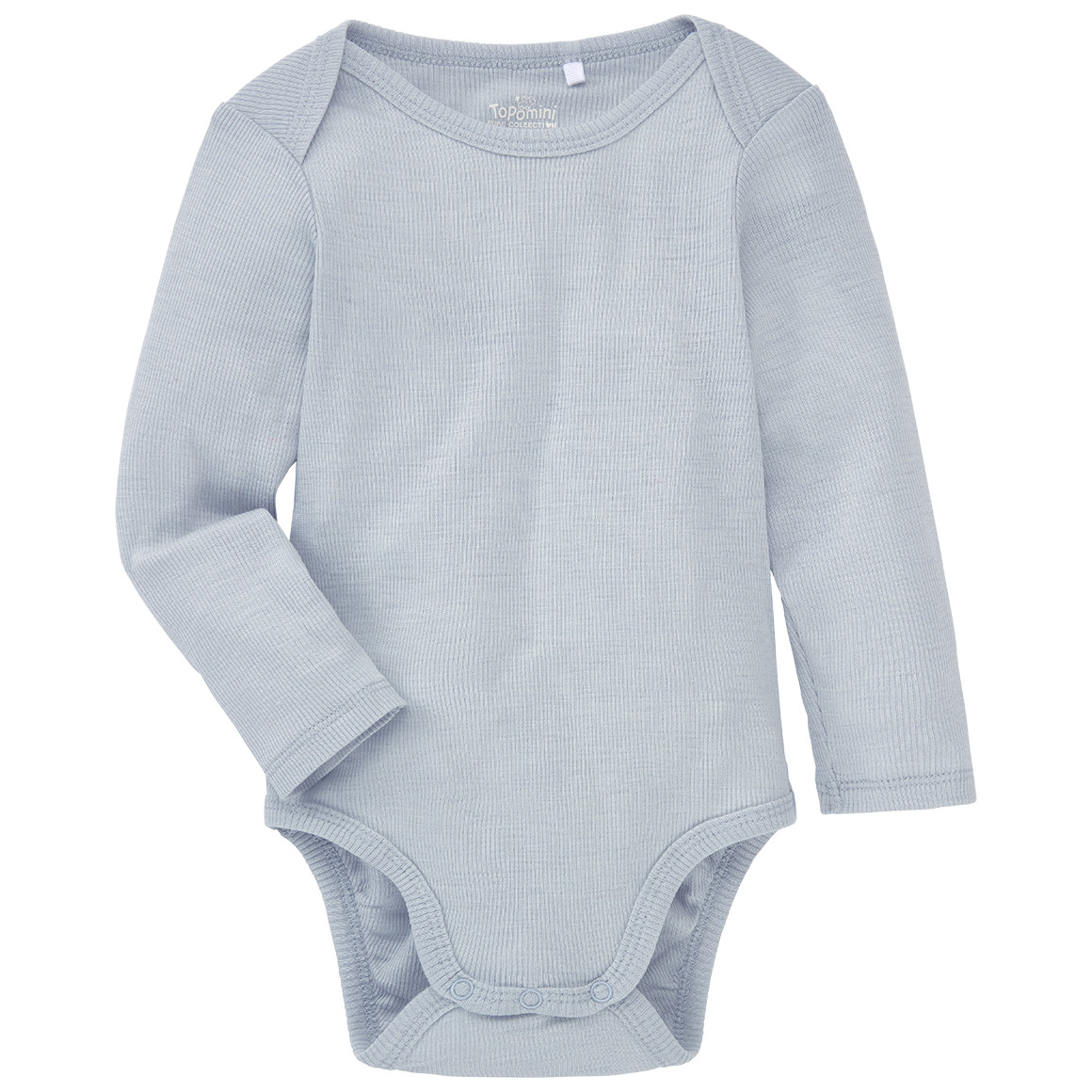 Topomini Pure Collection Baby Wolle-Seide Body mit langen Ärmeln blaugrau