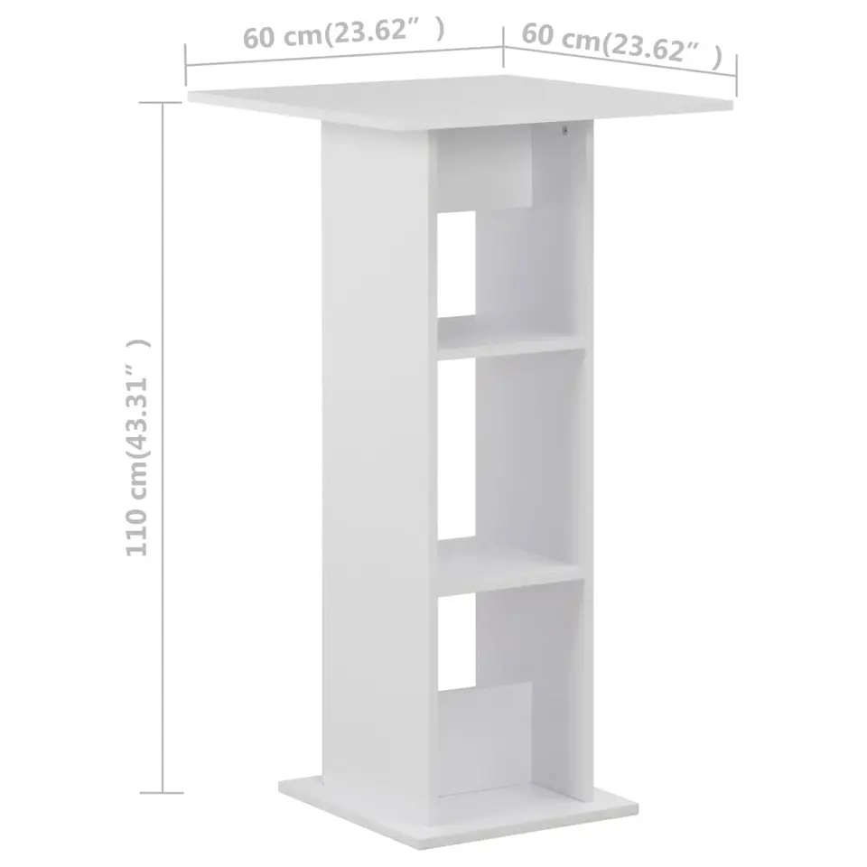 vidaXL - Bartafel - Wit - Bewerkt hout