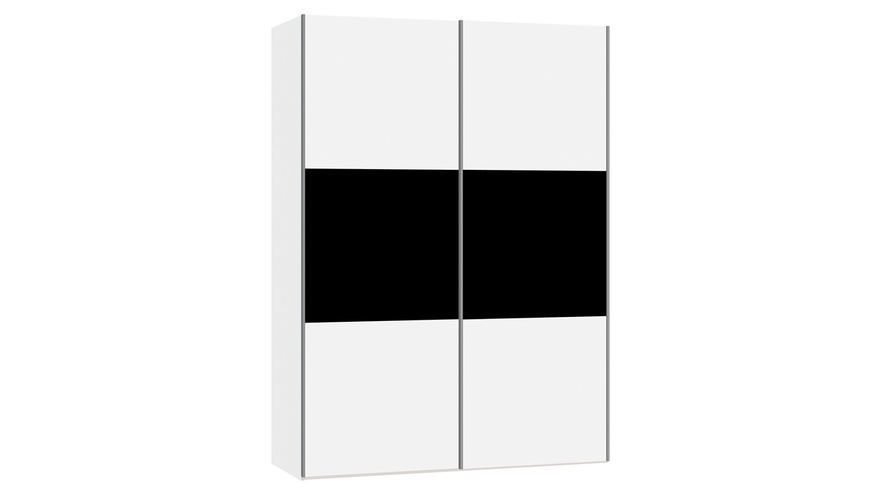Schuifdeurkast Kixx met hout- en glaspanelen wit/zwart