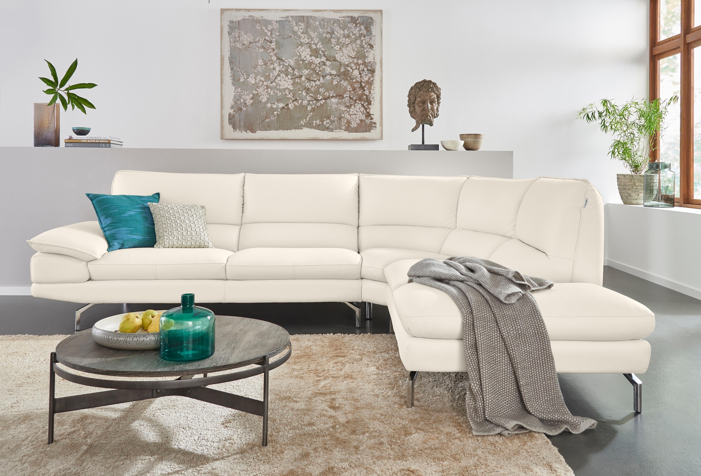 CALIA ITALIA Ecksofa »Dave, italienisches Designsofa L-Form, erstklassiger Sitzkomfort« Ottomane wahlweise links oder rechts, in zwei tollen Lederqualitäten