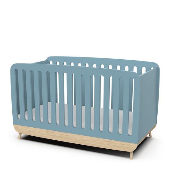 Firmiana Lit Bébé   Bleu Orage / Bois Naturel        70 x 140 cm   de               CBA Meubles