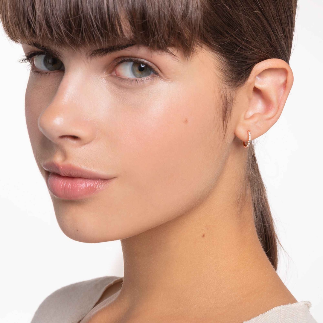 Thomas Sabo Charm Club Einzel Creole weisse Steine roségold
