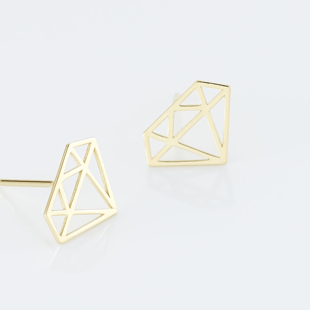 Boucles D'oreilles Puces Origami Or Jaune