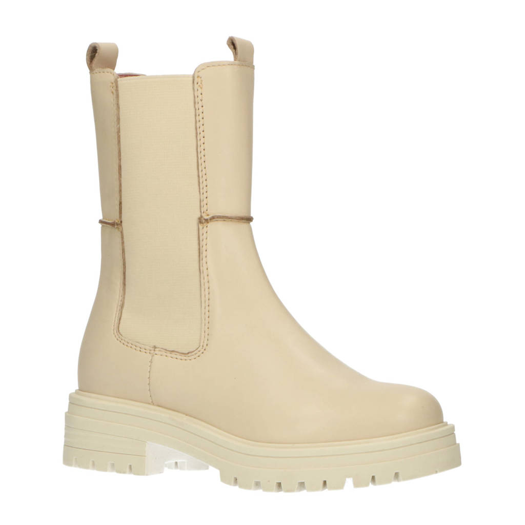 PS Poelman Monk-25leren chelsea boots beige