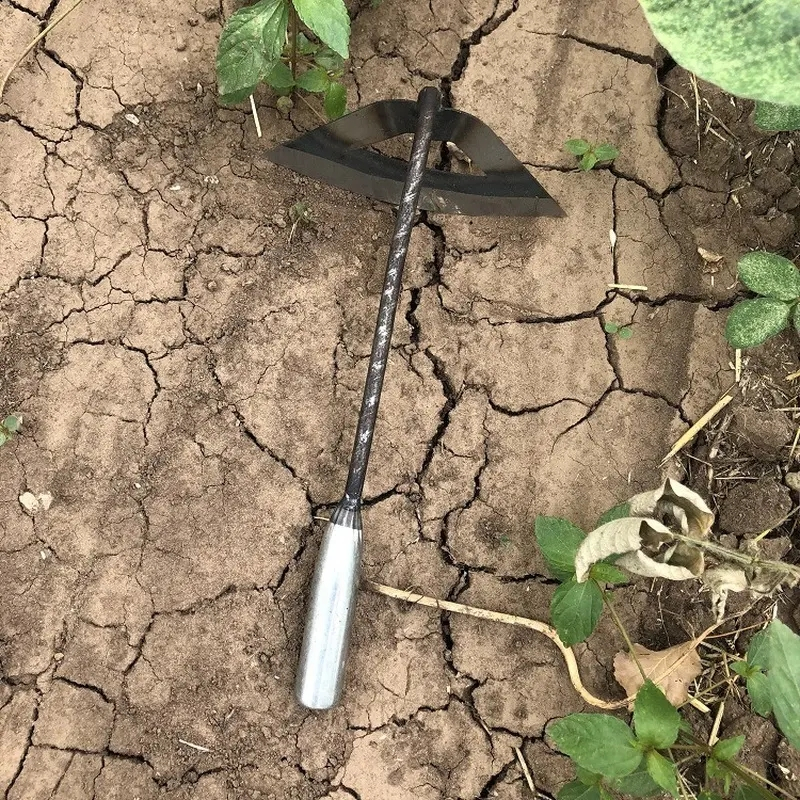 (28.5x16cm) Edelstahl Garten Hacke Hohlhacke Unkraut Rechen Jät Werkzeug Handharke - Silber