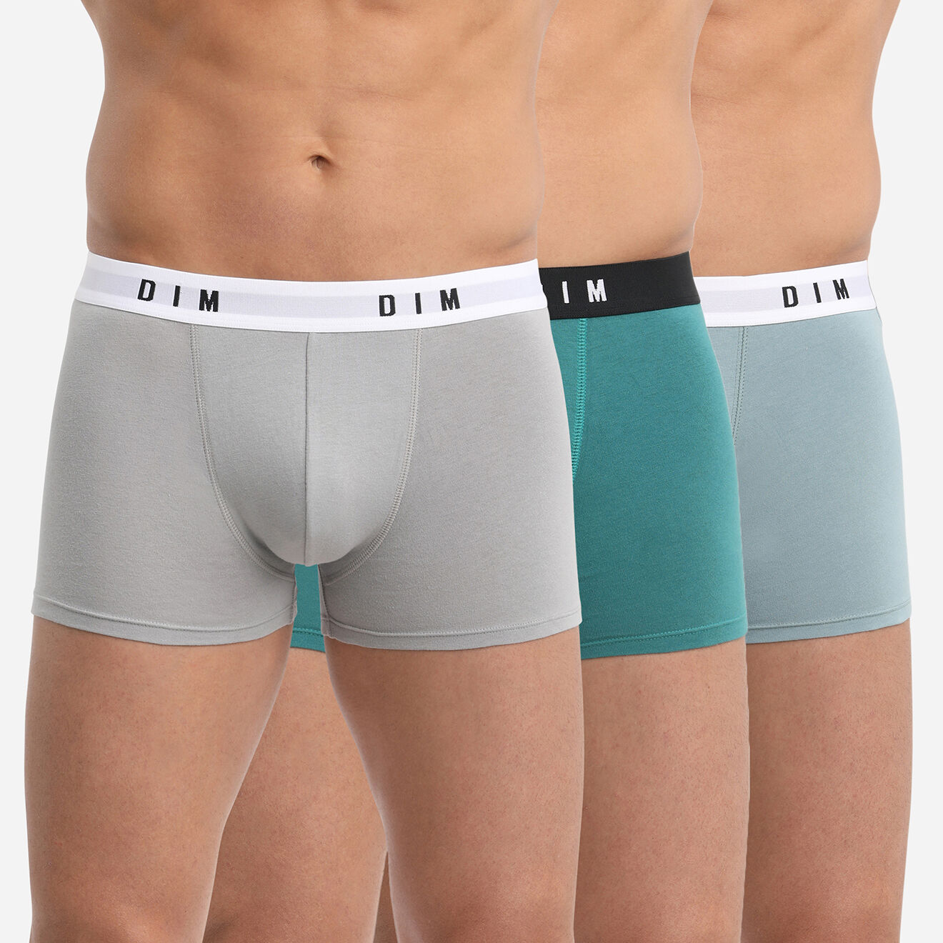 Dim 3 Boxers Dim Originals acier/vert émeraude