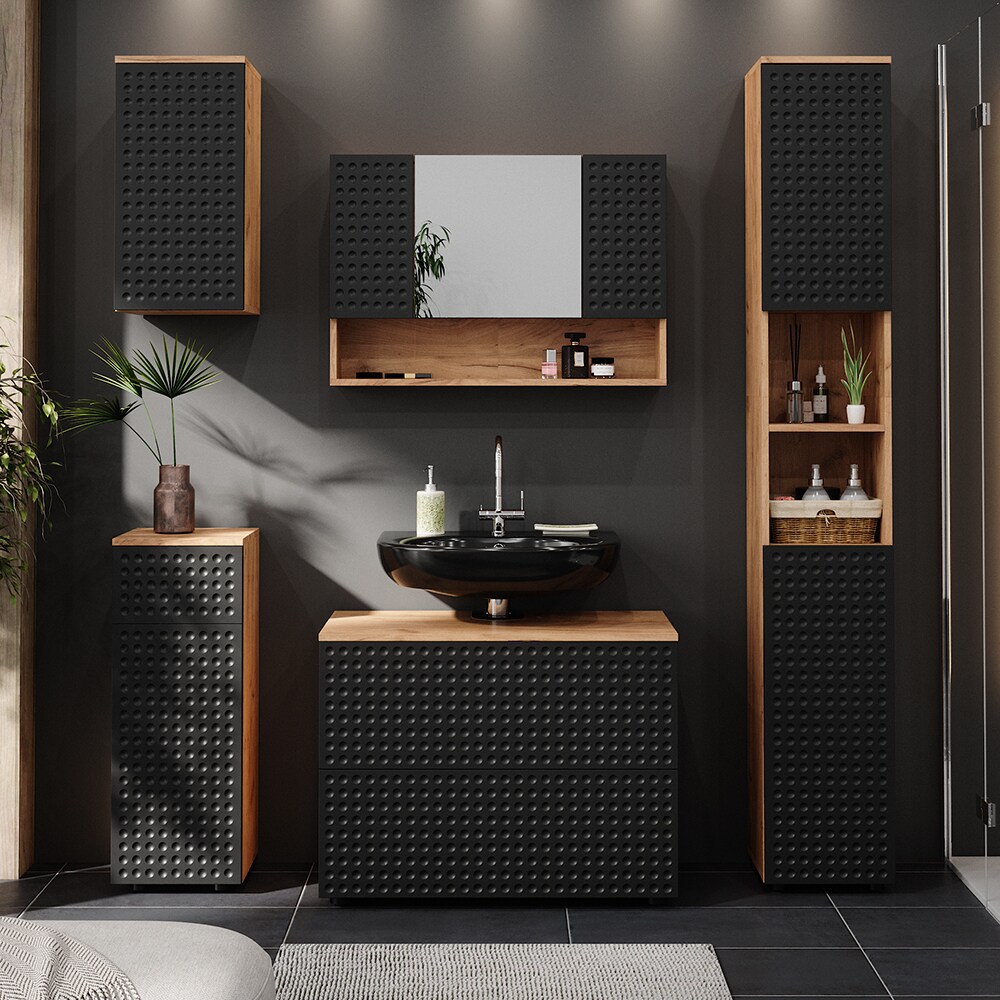 Vicco Midischrank Irma Eiche Anthrazit 30 x 81 cm 1 Schublade 2 Fächer Badezimmer
