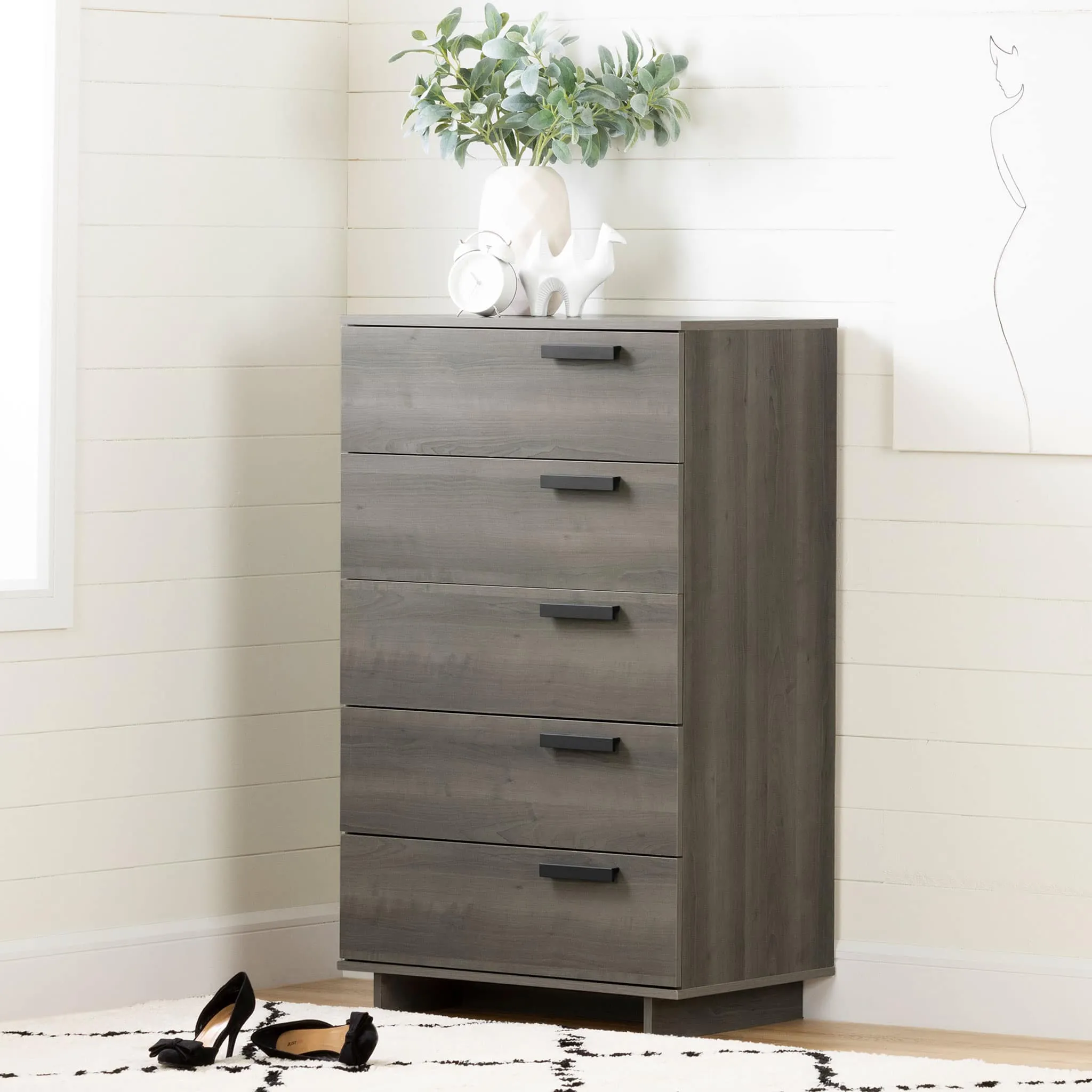 South Shore Commode 5 tiroirs - Cavalleri Érable cendré
