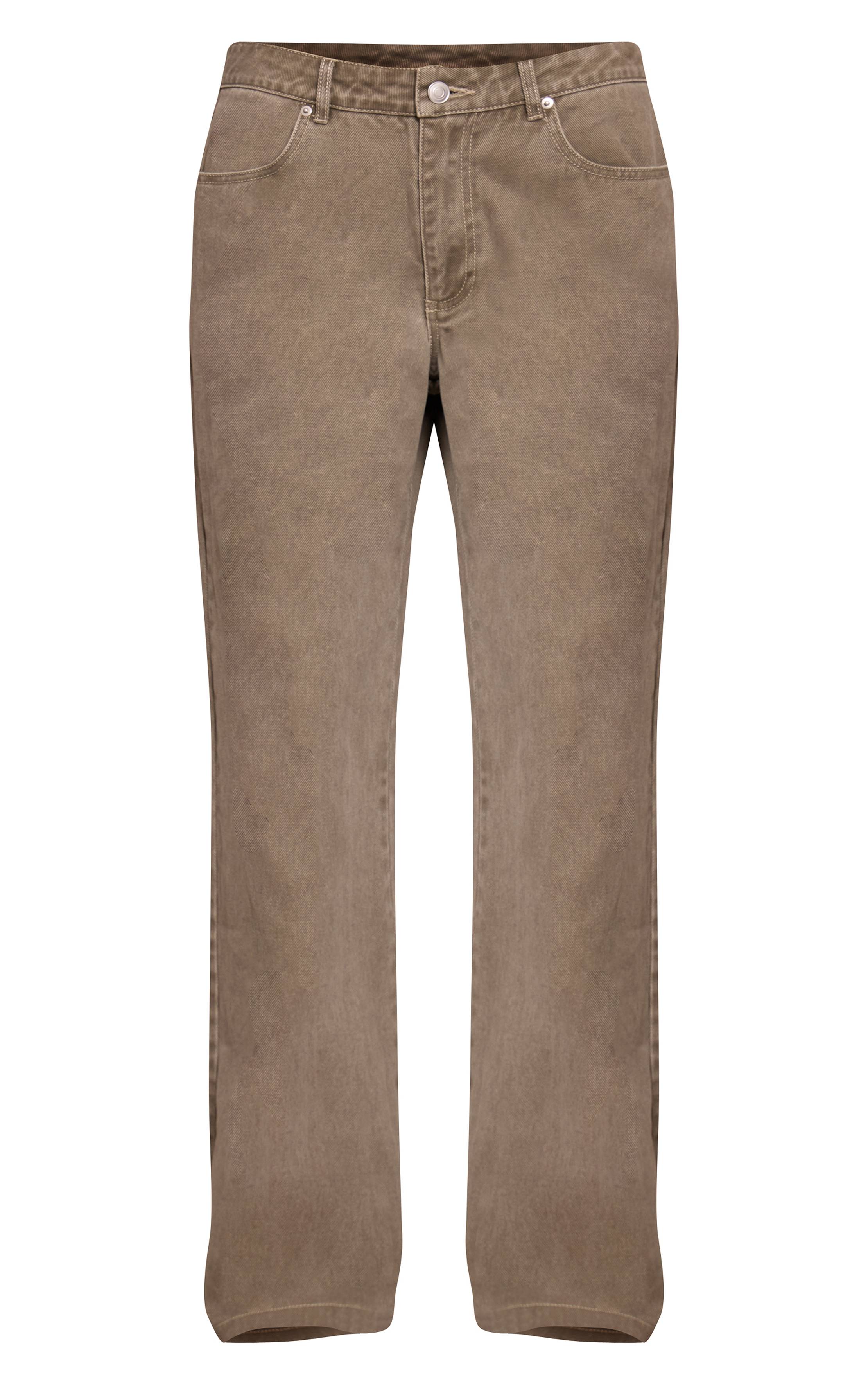 Dark Khaki Jean Droit Taille Mi-haute Vintage