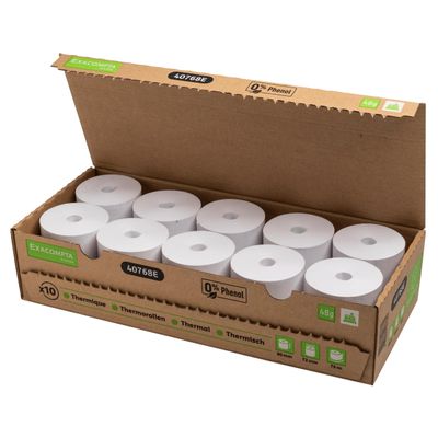 Exacompta - 10 Bobines thermiques - rouleaux caisses - 80 x 72 mm x 76 m - sans phénol et sans plastique