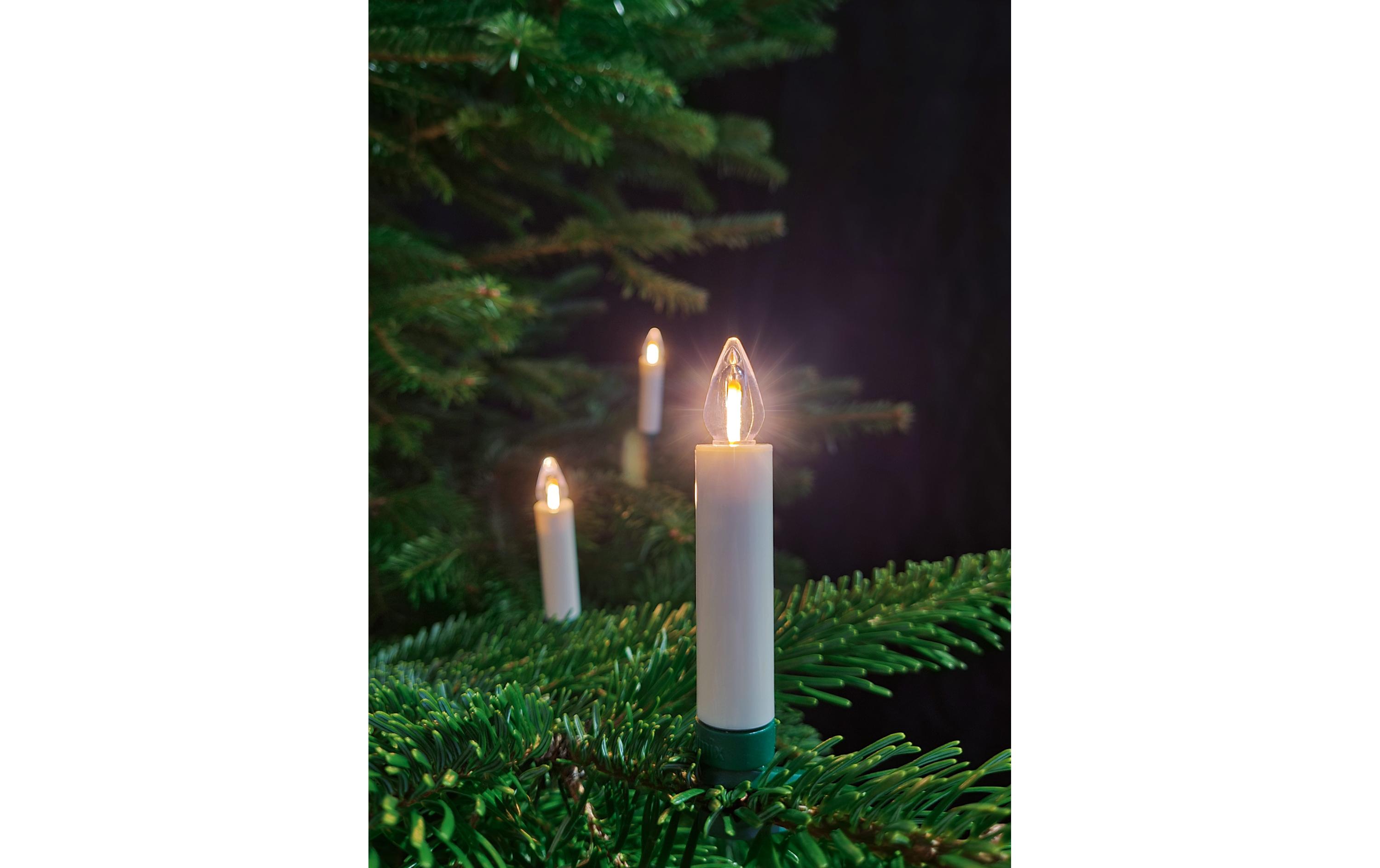 LED Baumkerze SuperLight Flame, Elfenbein, 12er-Starter SetLED Christbaumkerze
