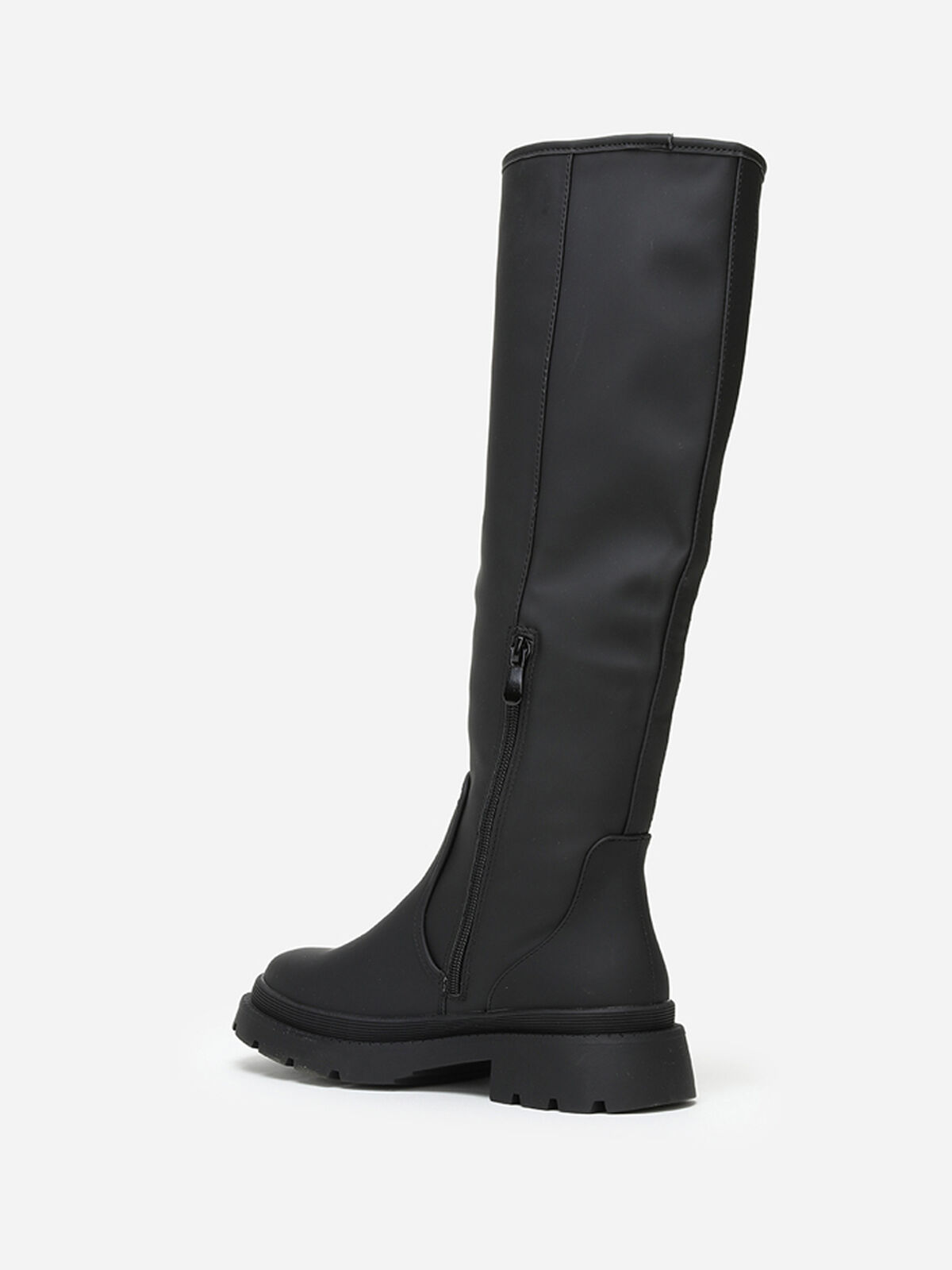 Bottes mates à plateforme crantée- Noir