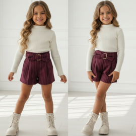 Short fave set - Wit/bordeaux