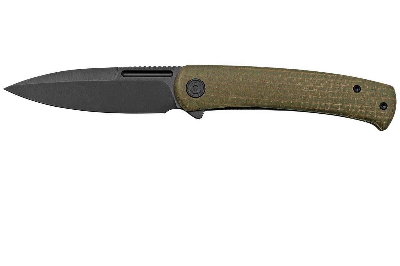 CIVIVI Caetus C21025C-3 Green Burlap Micarta, Black Stonewashed, zakmes