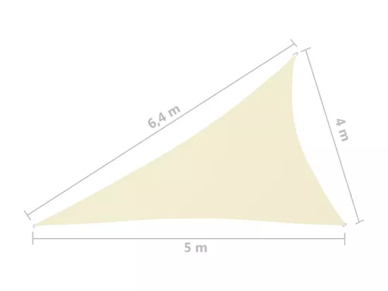 Voile de parasol tissu oxford triangulaire 4x5x6,4 m crème