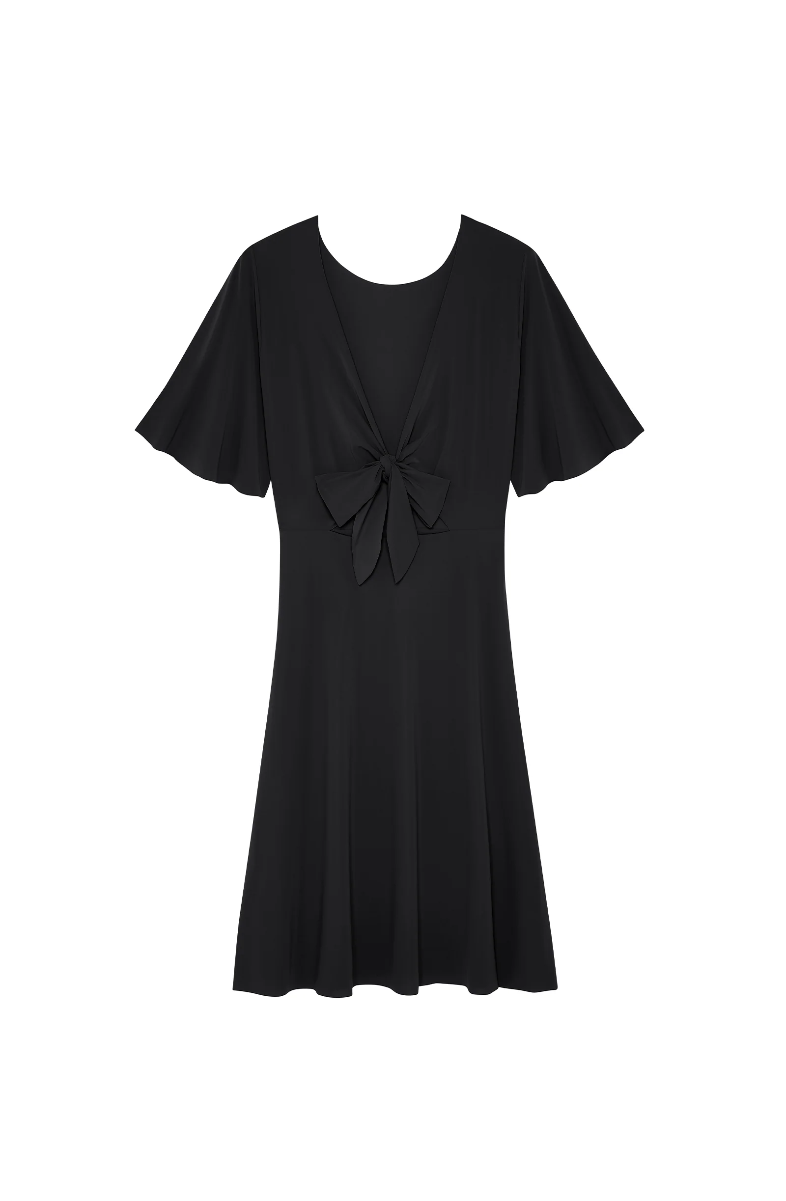 natt Robe courte en voile extensible manches papillons noire Noir