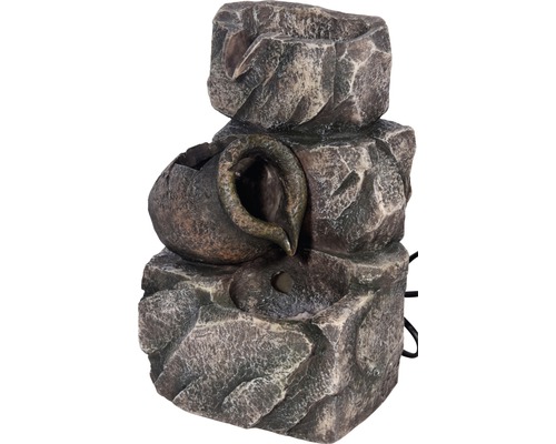 Design binnenfontein met amfora, 17,2 x 16,2 x 27 cm, kunststeen grijs, inclusief slang en pomp.