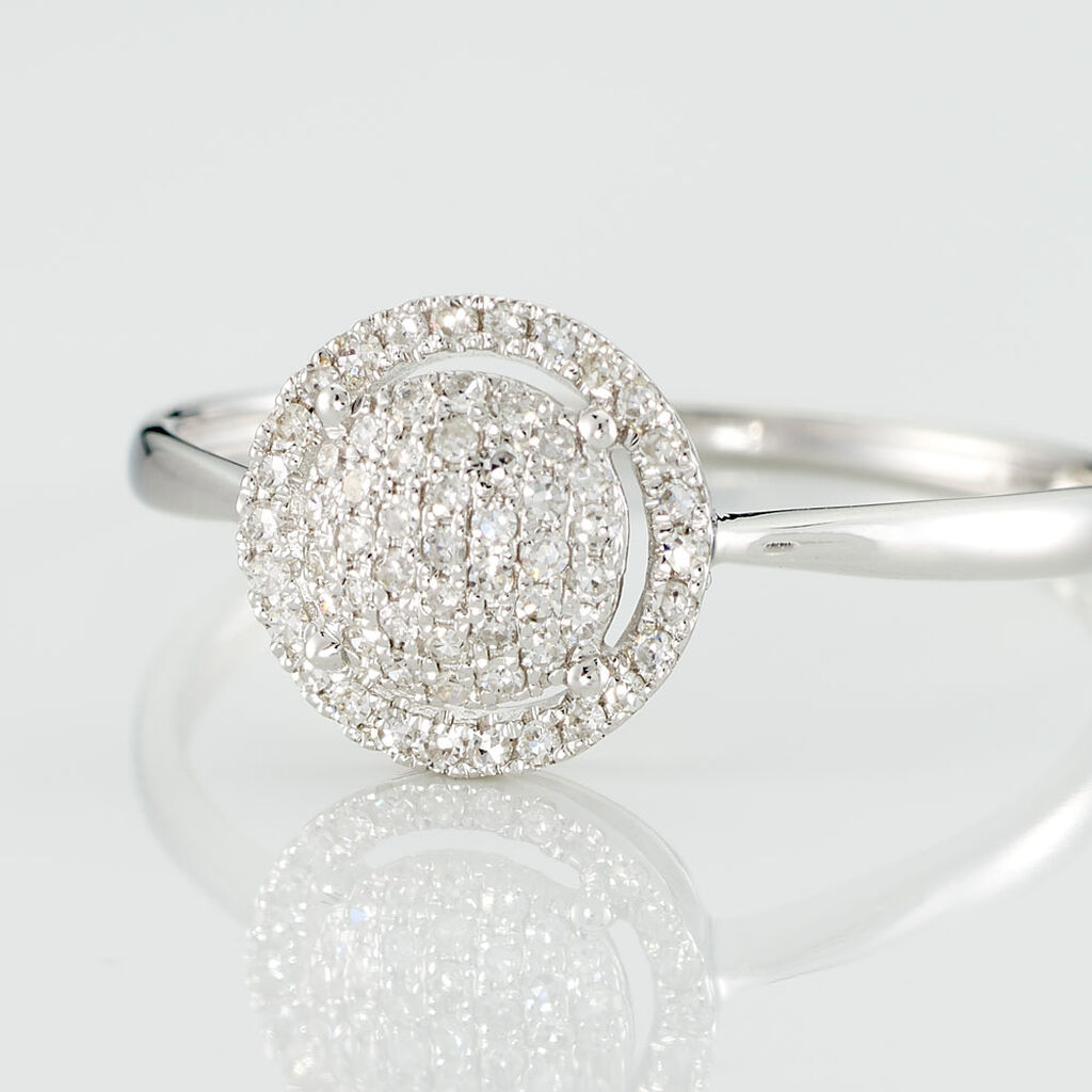 Bague Soleil D'hiver Or Blanc Diamant Divers